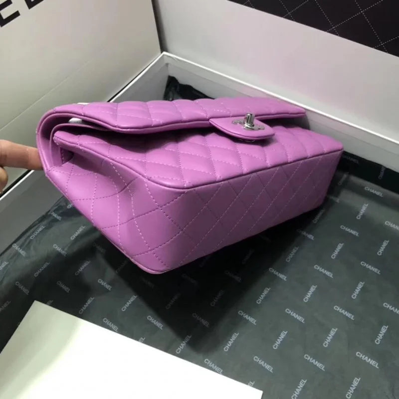Purple Medium Size Lambskin Leather Flap Bag Z399322