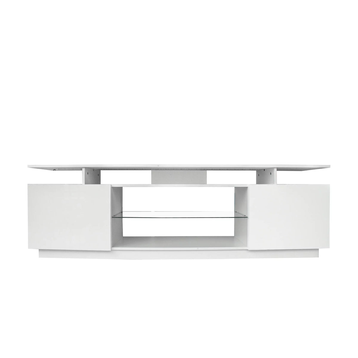 White High Gloss TV Stand with LED Light and Storage Cabinets D38876