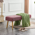 Pink Linen Upholstered Tufted Bench with Wood Legs O586