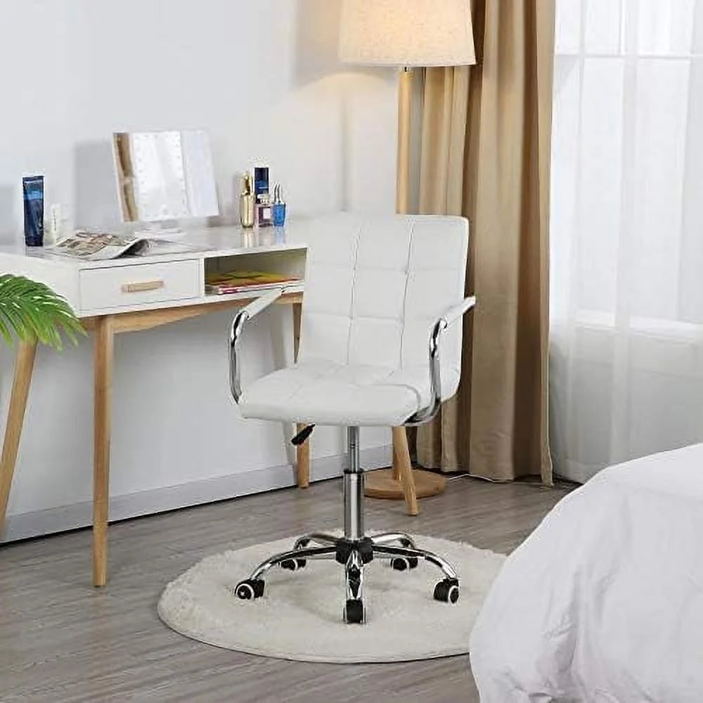 Adjustable Swivel Faux Leather Office Chair White F83502