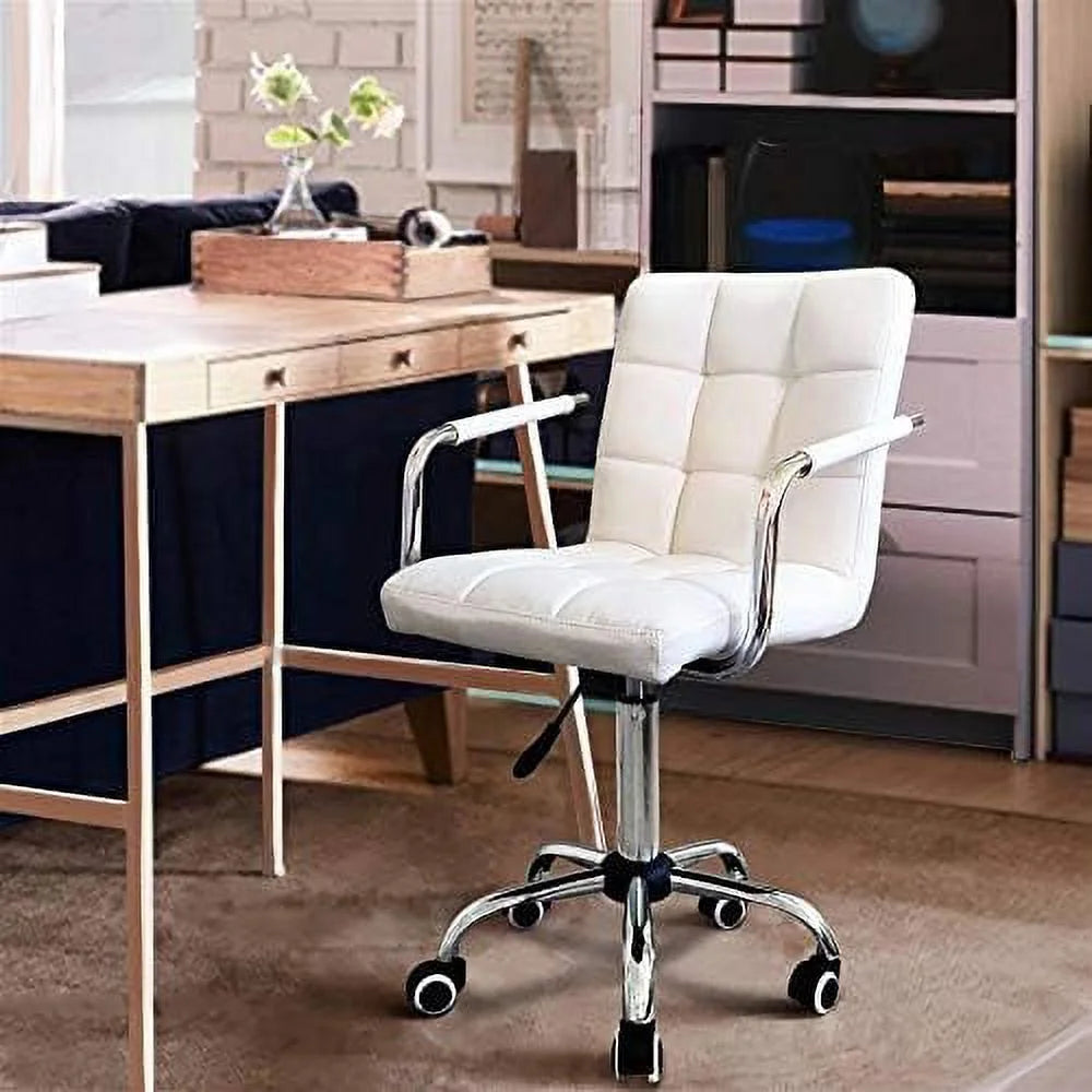 Adjustable Swivel Faux Leather Office Chair White F83502
