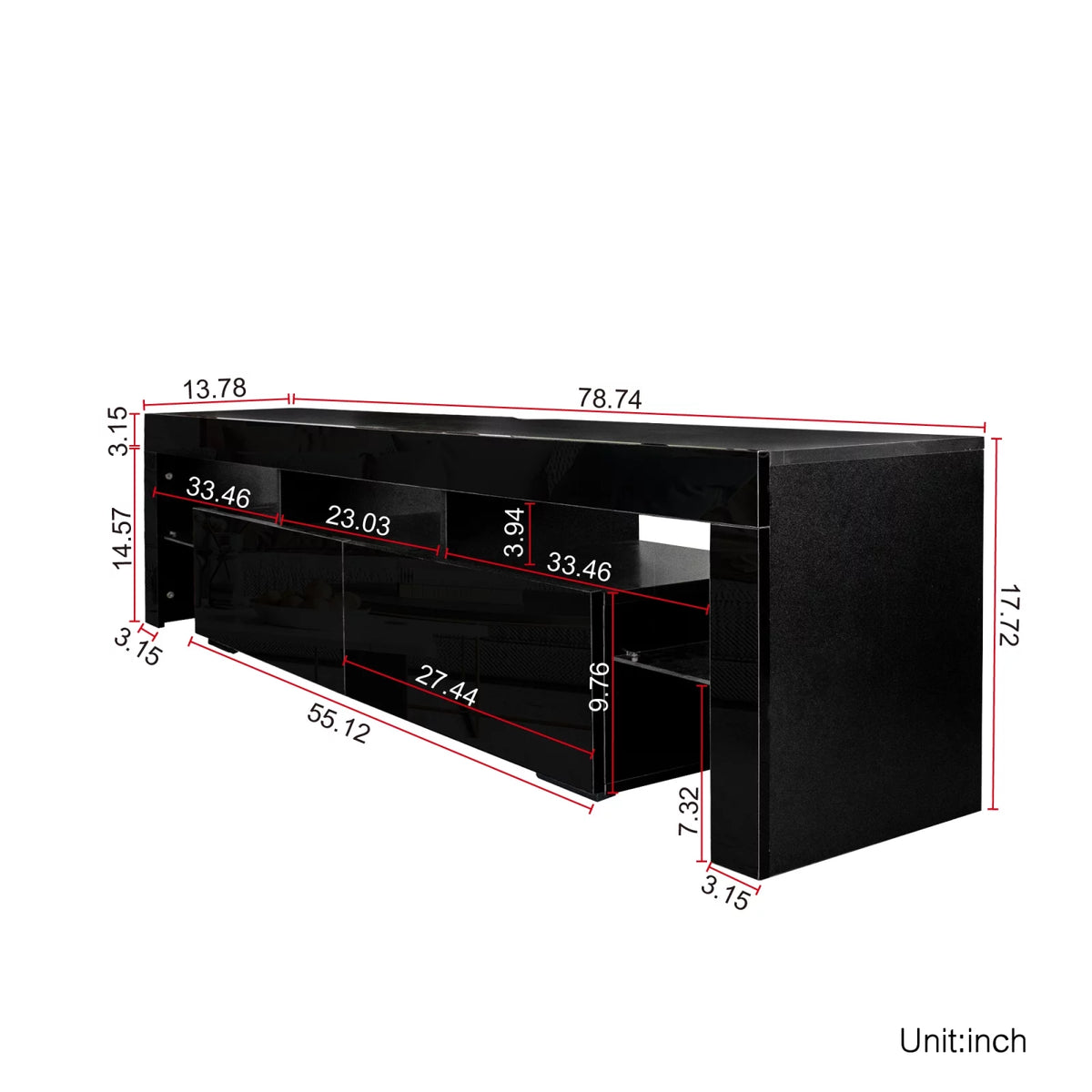 Black Modern LED TV Stand up to 80'' C365630