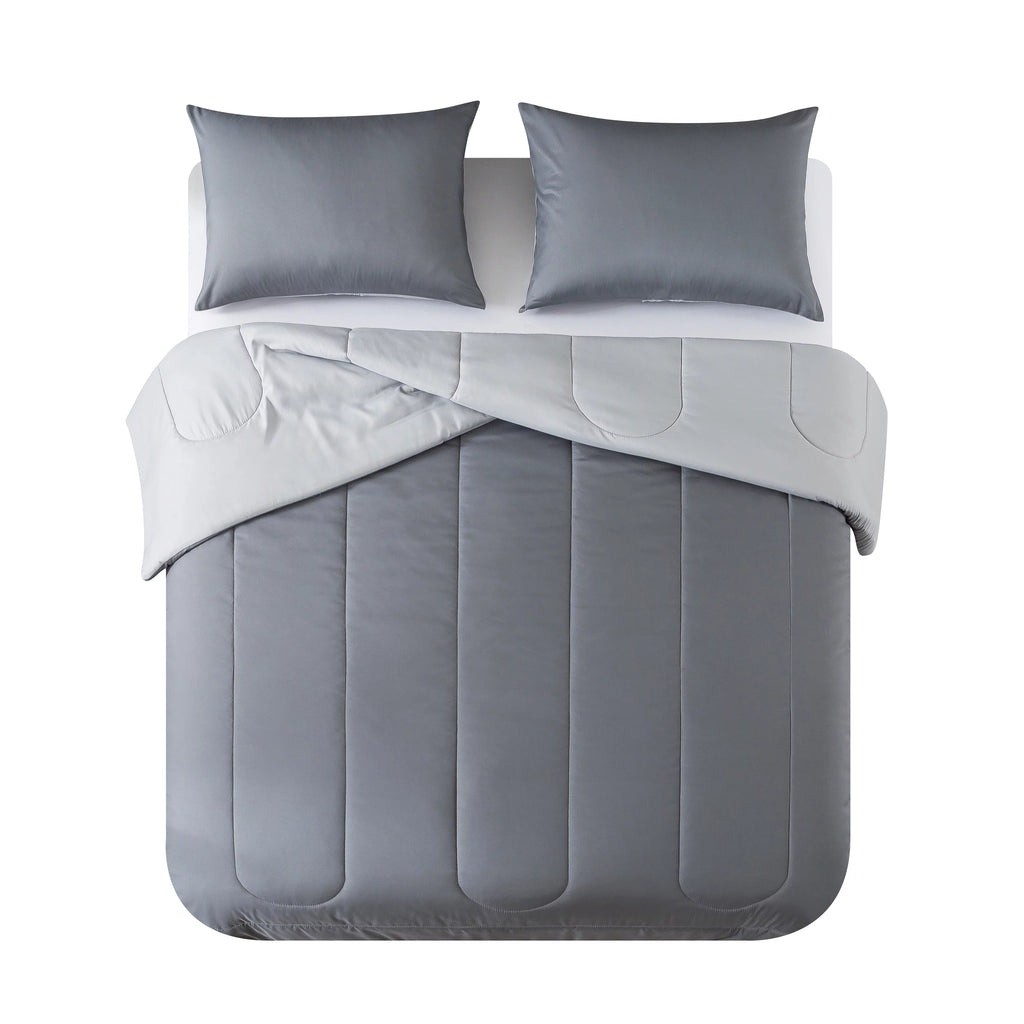 Blue Check Reversible 7-Piece Queen Comforter Set with Sheets O945