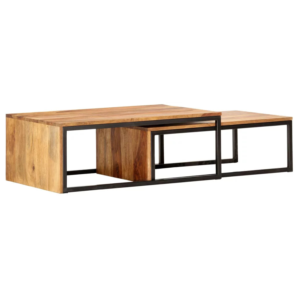2 pcs Solid Sheesham Wood Nesting Tables P5673