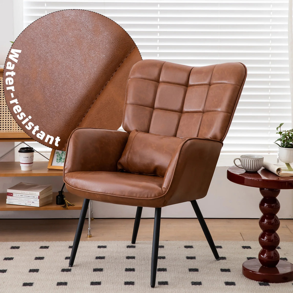 Bonded Leather Armchair with Metal Legs W2015