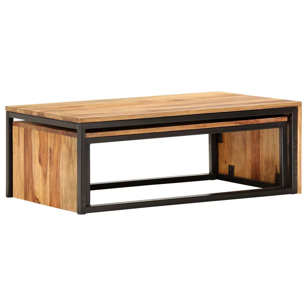 2 pcs Solid Sheesham Wood Nesting Tables P5673