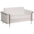 White LeatherSoft Loveseat with Encasing Frame N393477