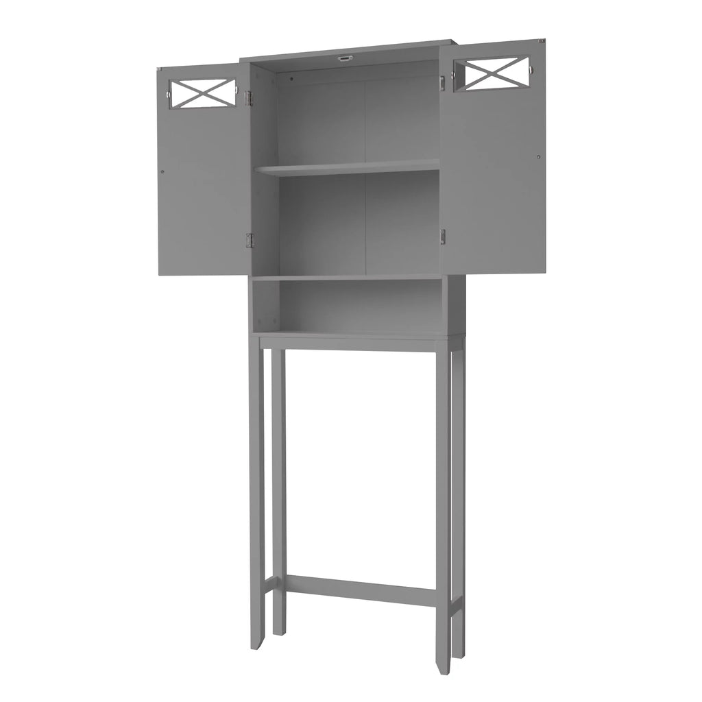 Gray Wooden Over-the-Toilet Storage Cabinet with 2 Doors C45876