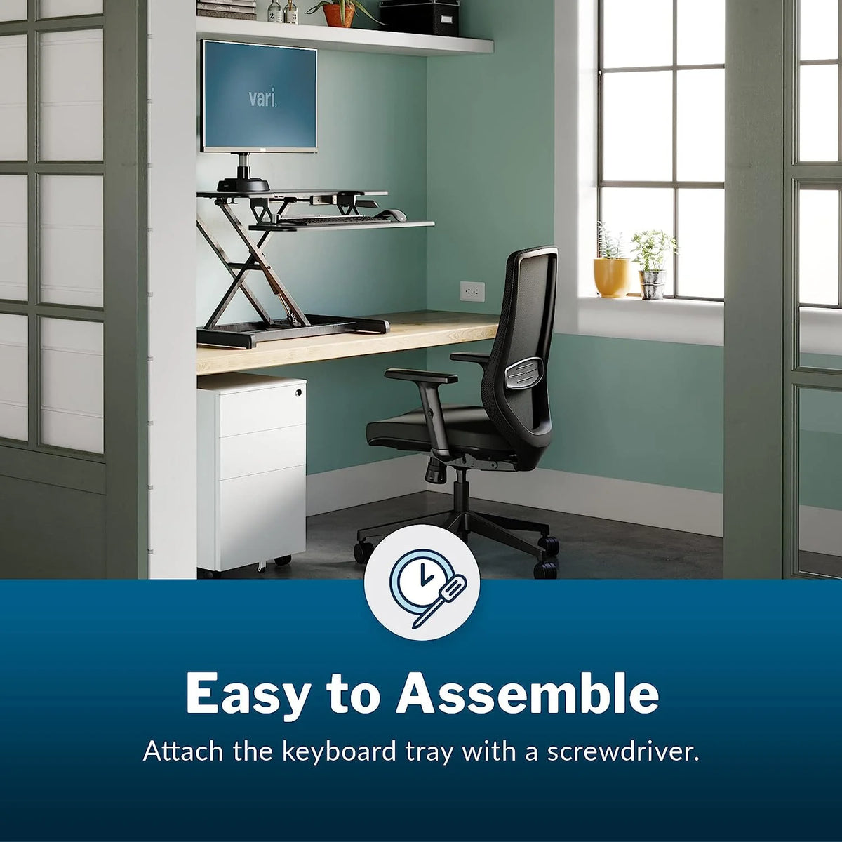 Compact Two-Tier Height Adjustable Standing Desk Converter D61655