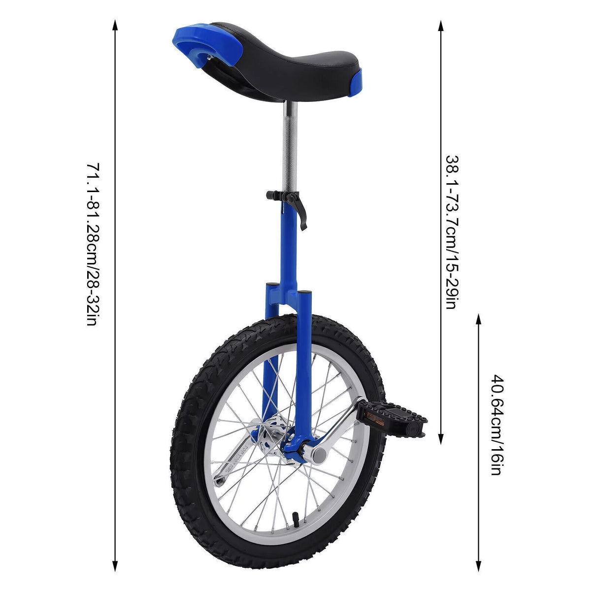 24 Unicycle 1 Wheel Bike Adjustable Height Blue Z998285