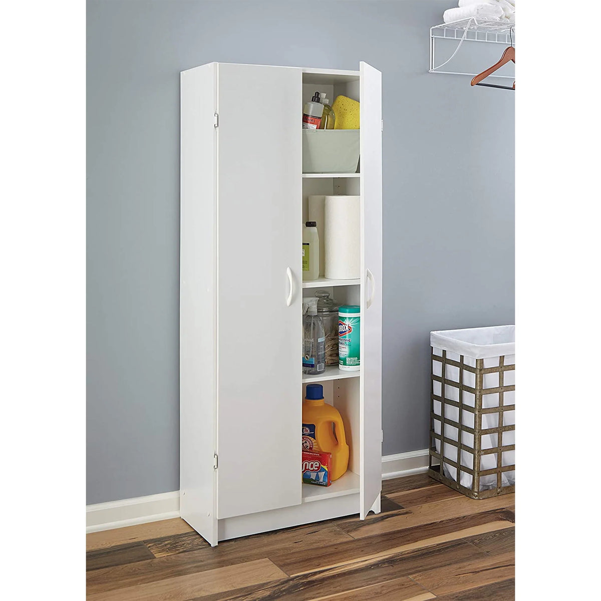 Adjustable 4 Shelf Pantry Cabinet White H3377