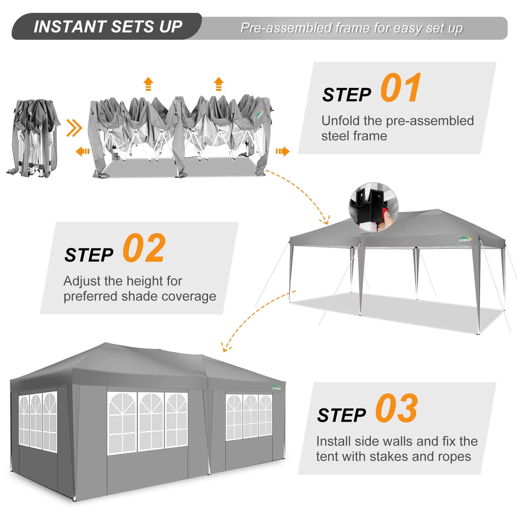 10x20 Pop up Canopy Tent with 6 Removable Sidewalls V869816