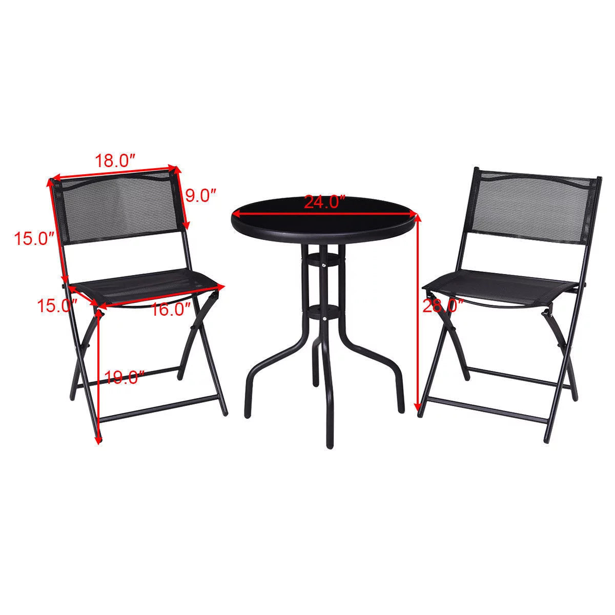 3 Pcs Bistro Set Folding Chairs W463428