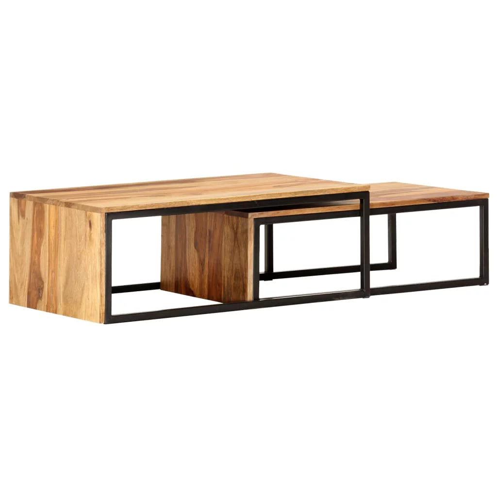 2 pcs Solid Sheesham Wood Nesting Tables P5673