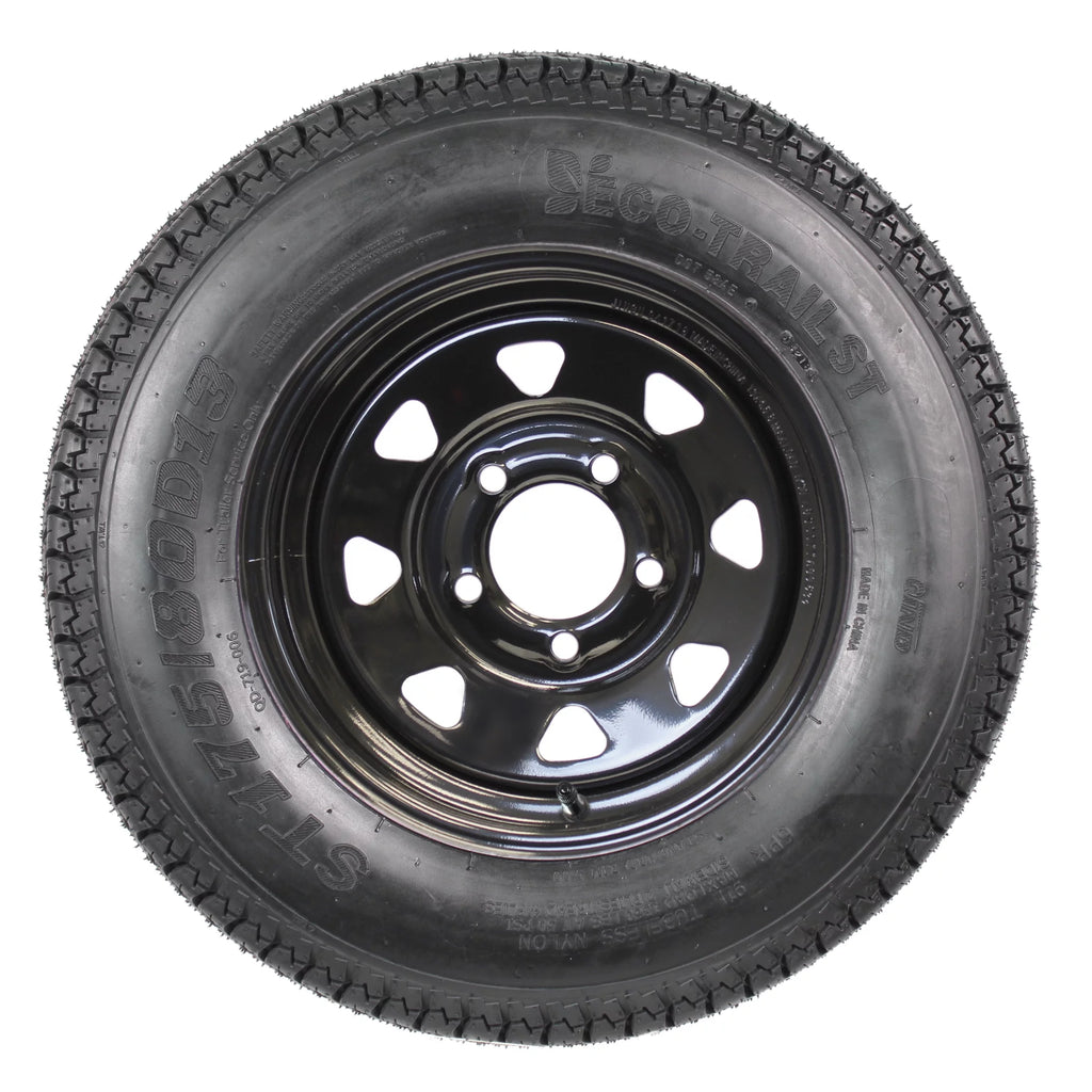 2-Pk Trailer Tire Black Spoke Wheel Rim ST175/80D13 G911