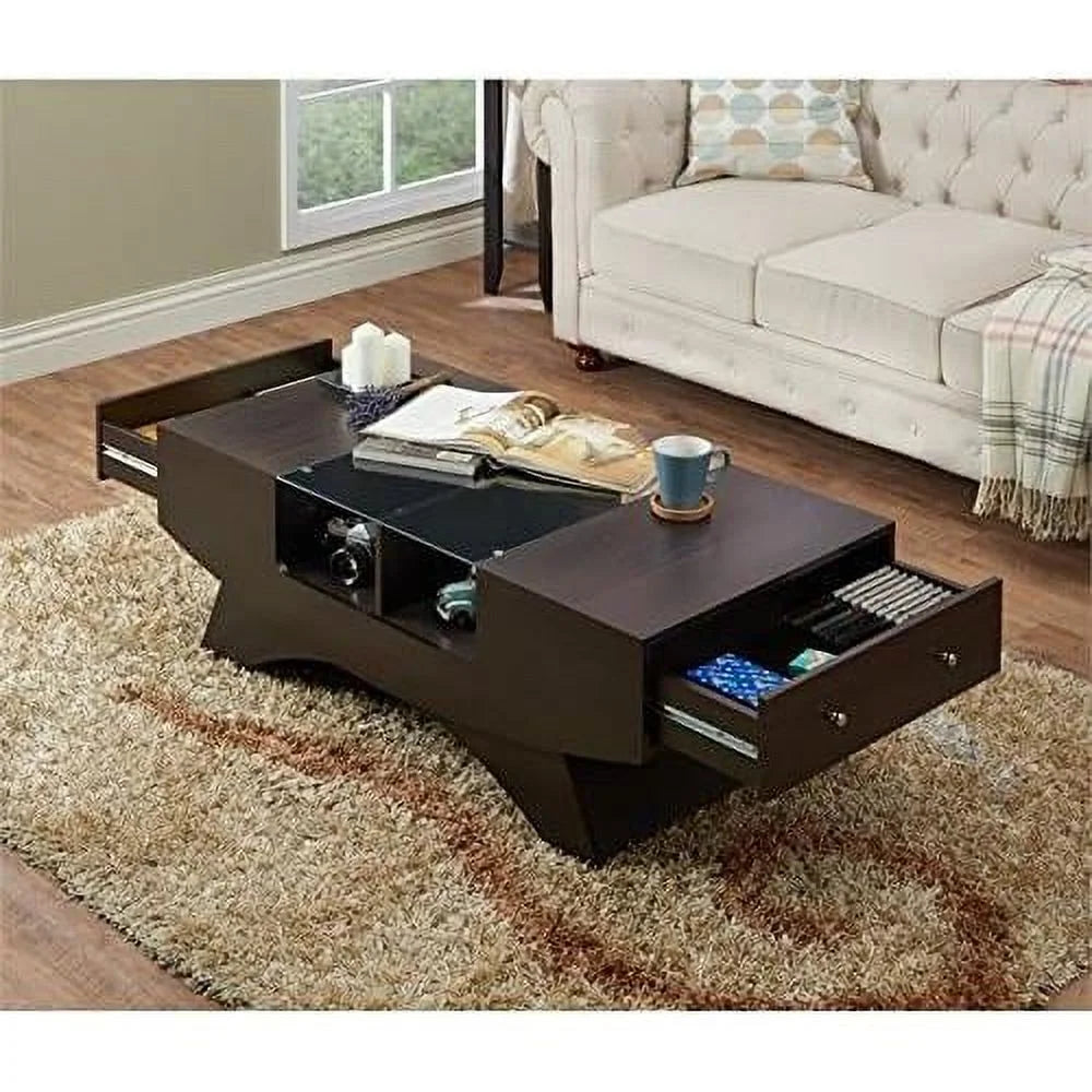 Wooden Glass Top Coffee Table E472