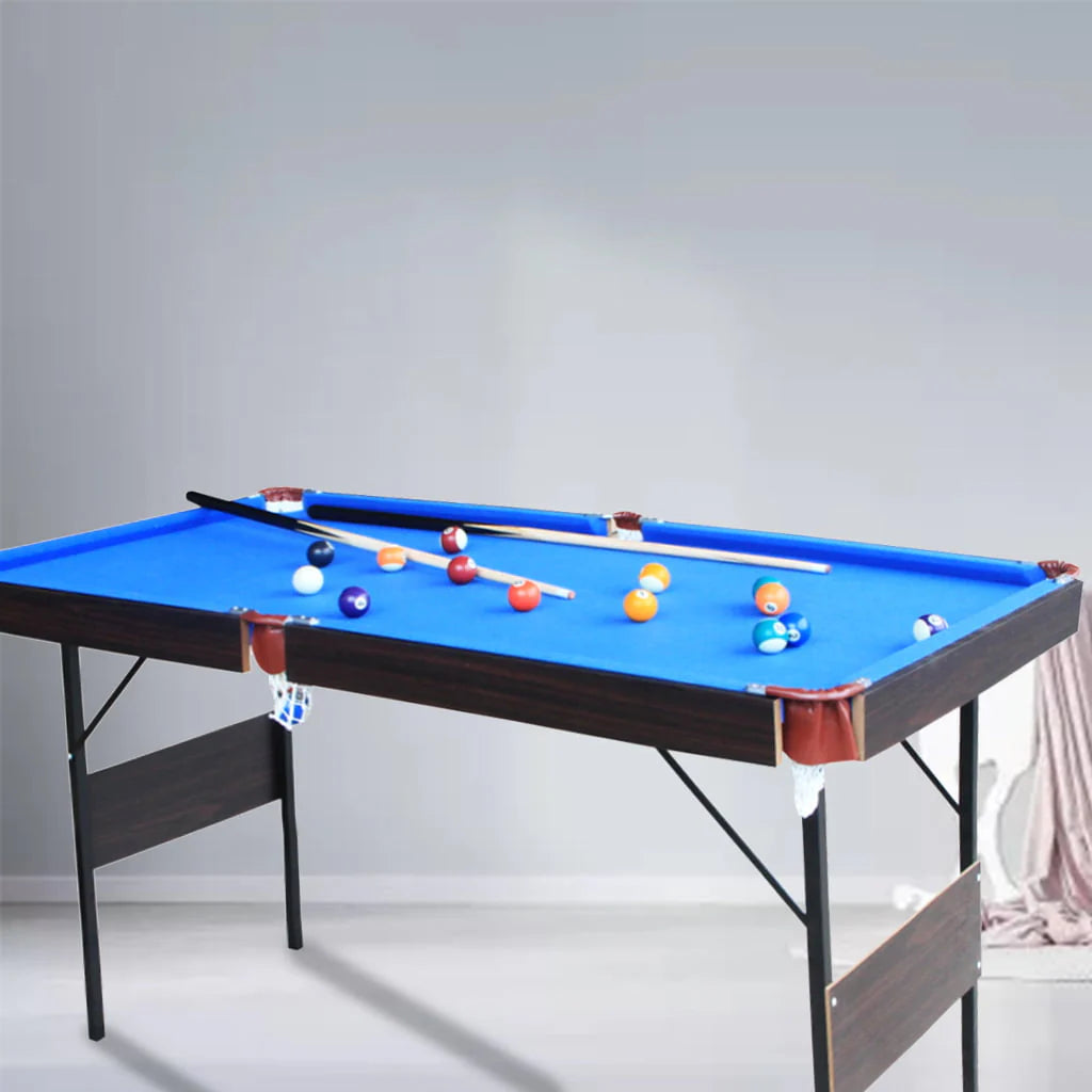 55 Inch Folding Pool Table Space Saving Billiard Table Blue C630