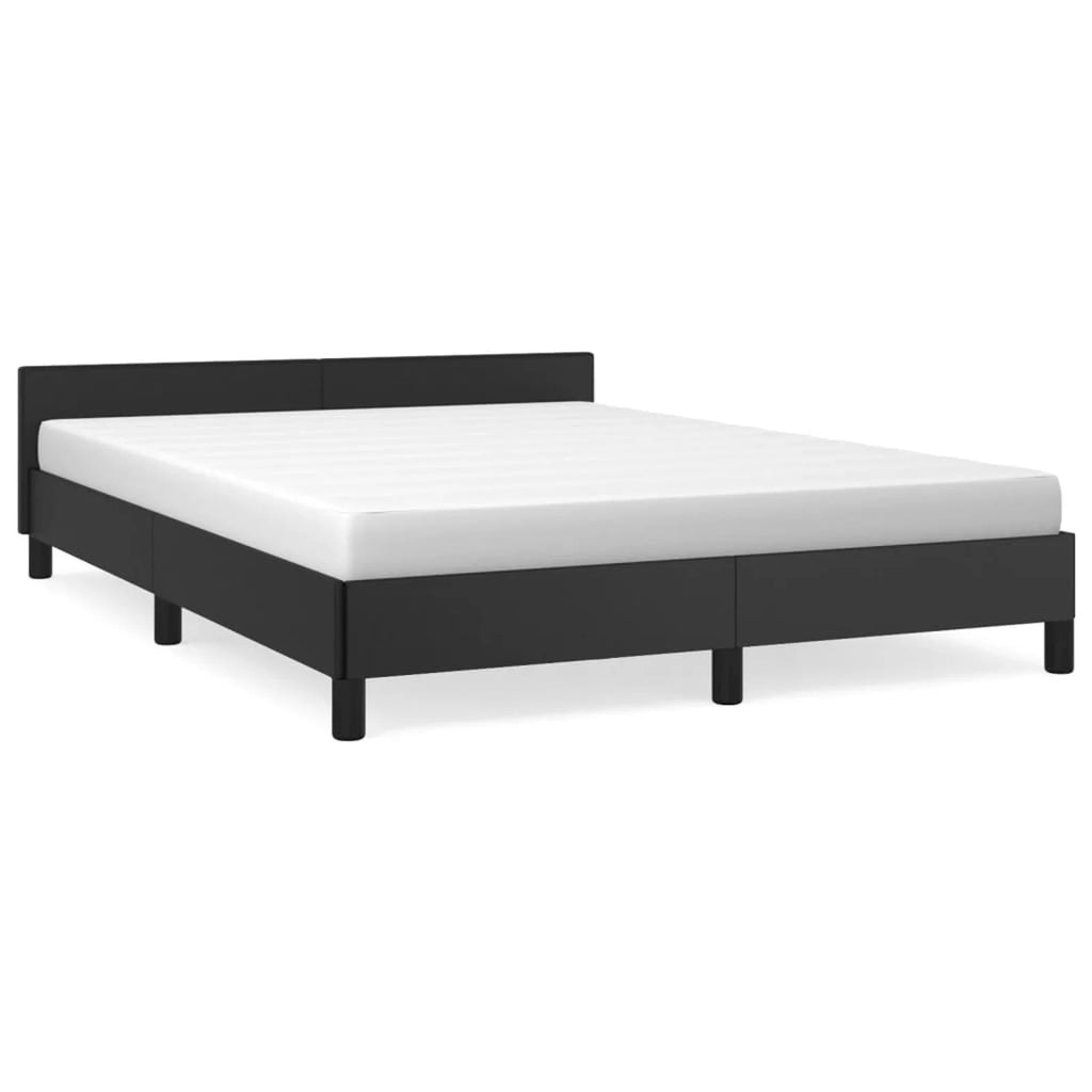 Black Queen Faux Leather Bed Frame with Headboard L16370