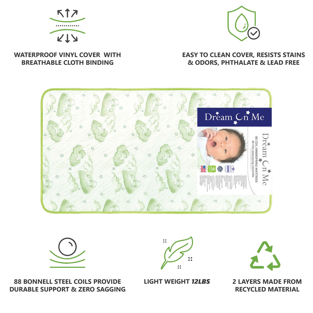 5 88 Coil Crib & Toddler Mattress J343