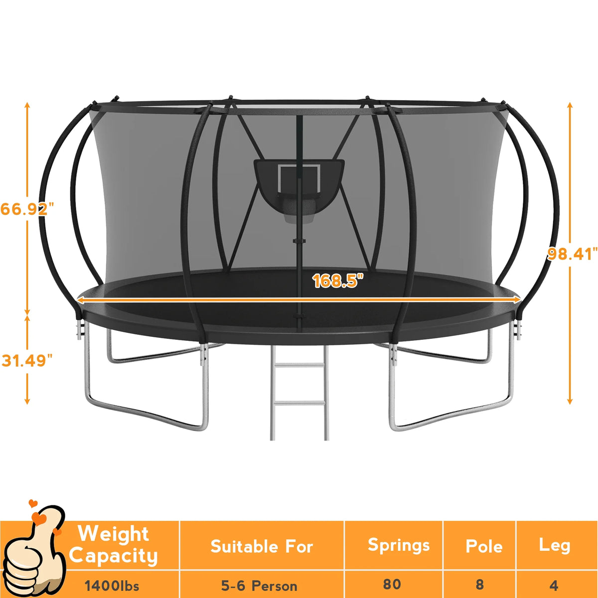 10FT 12FT 14FT 16FT Trampoline with Enclosure Net O924456