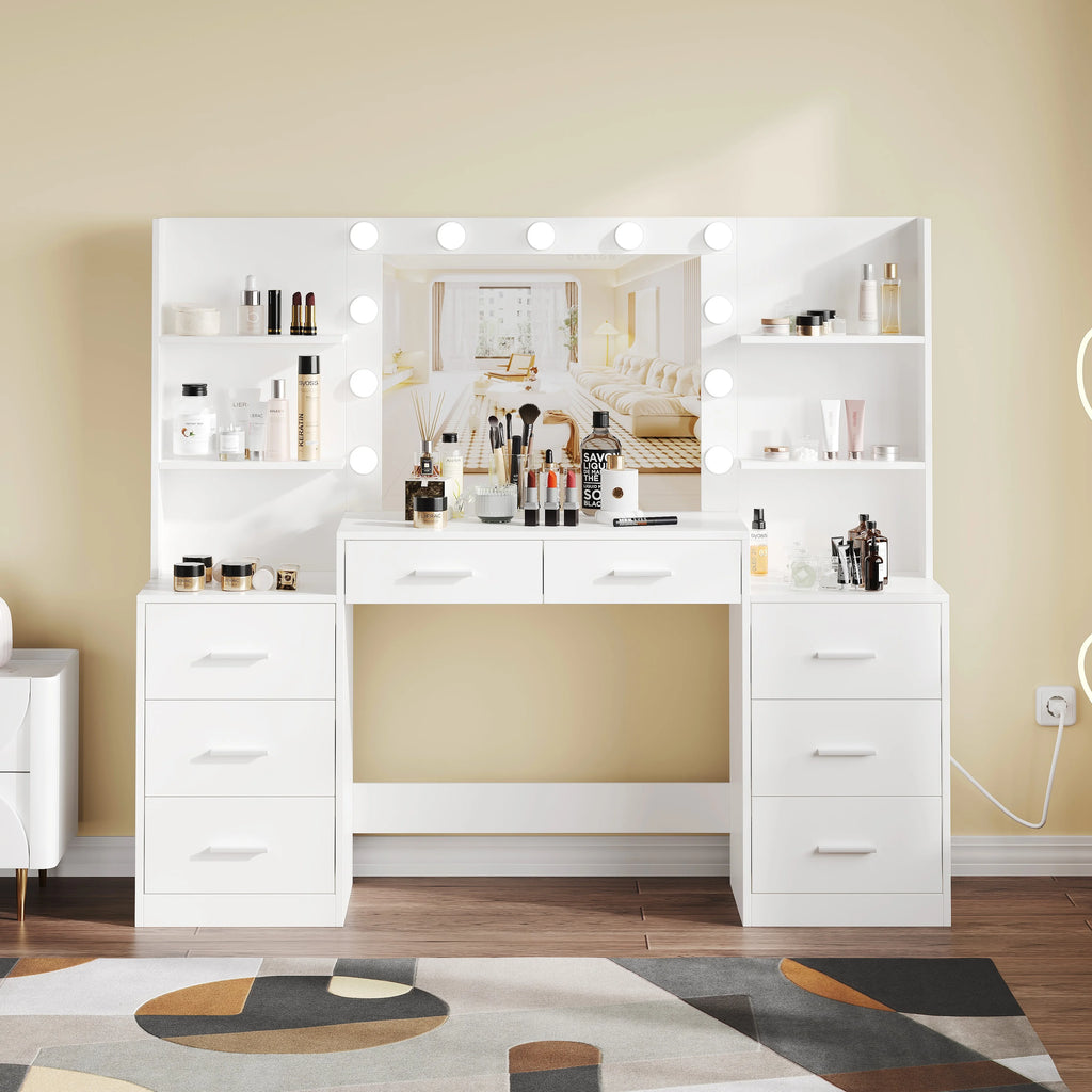 Vanity Desk with Mirror and 8 Drawer W652