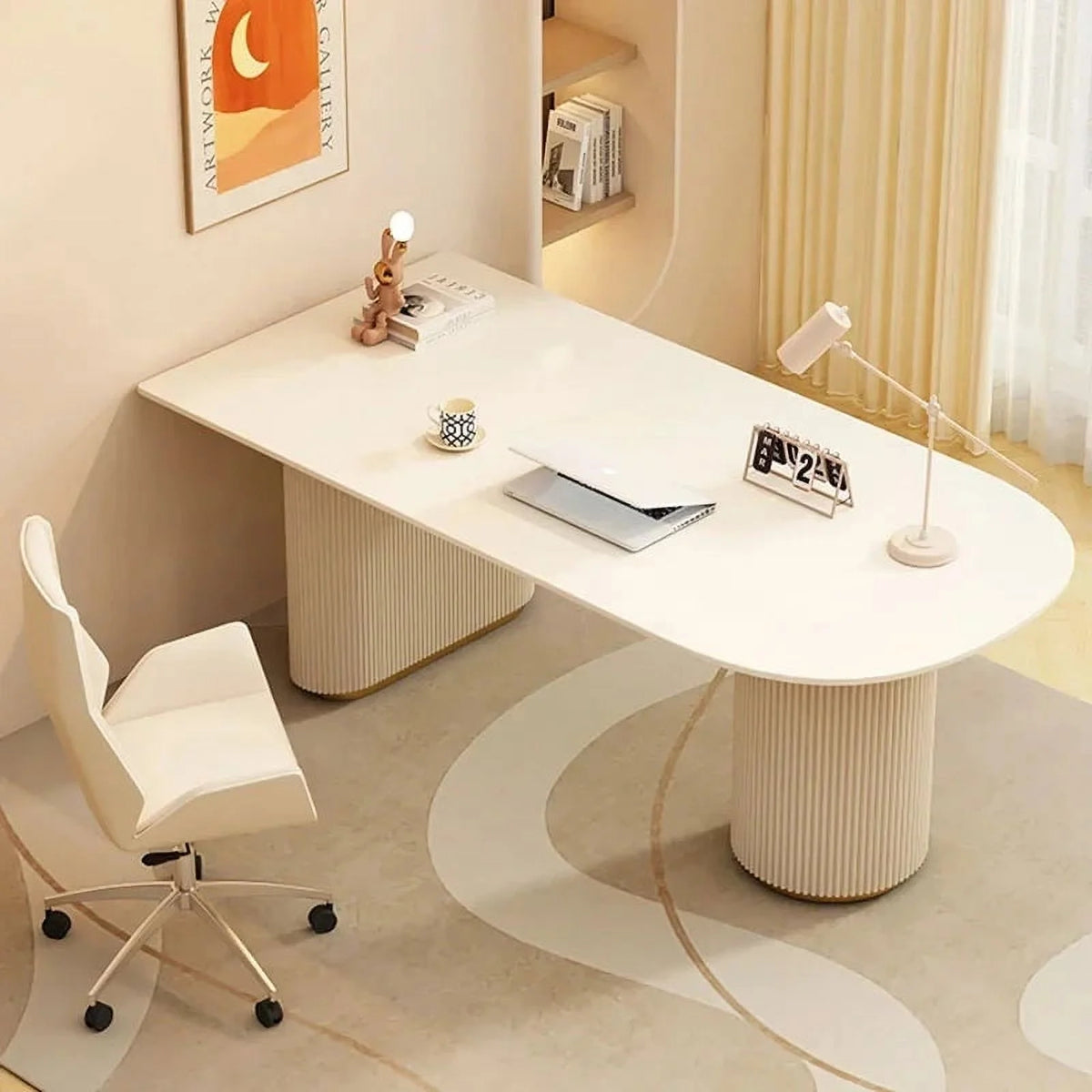 White Standing Computer Desk H546