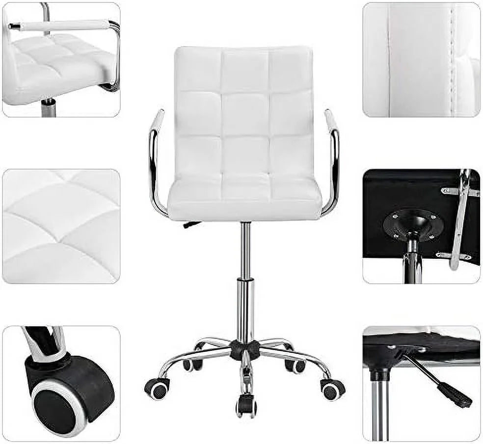 Adjustable Swivel Faux Leather Office Chair White F83502