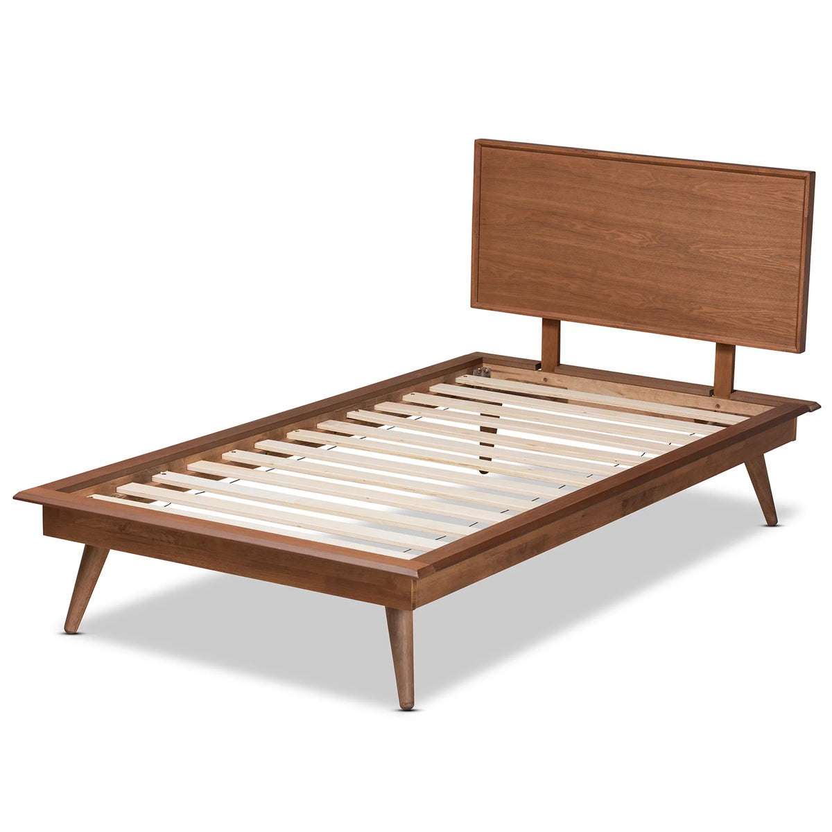 Twin Ash Walnut Platform Bed Q7183