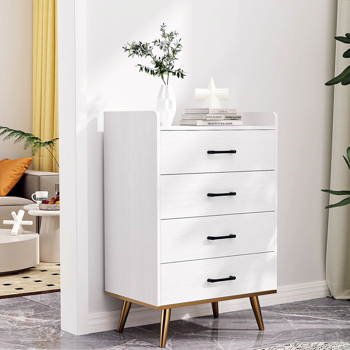 4 Drawer Steel Wood Dresser E6026