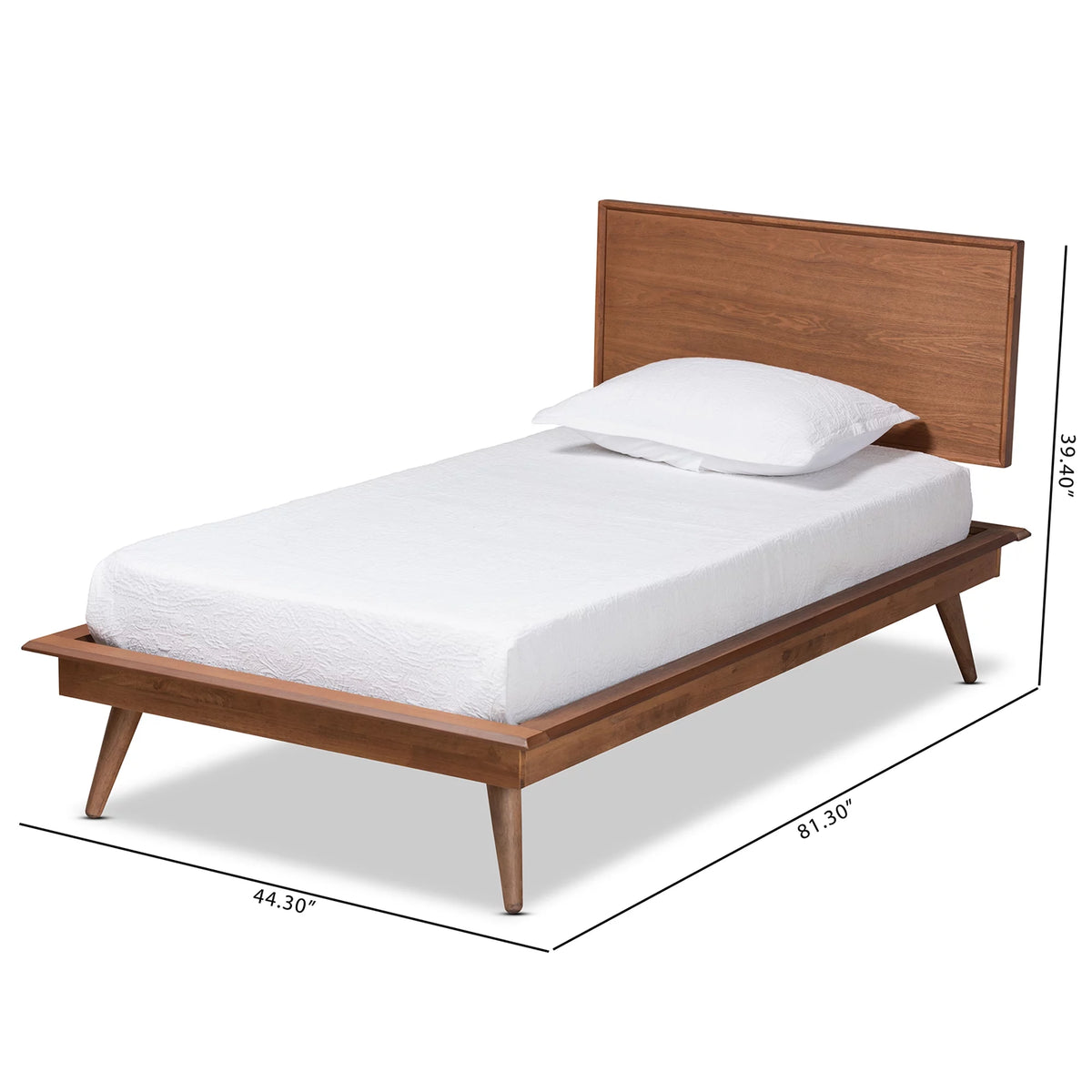 Twin Ash Walnut Platform Bed Q7183