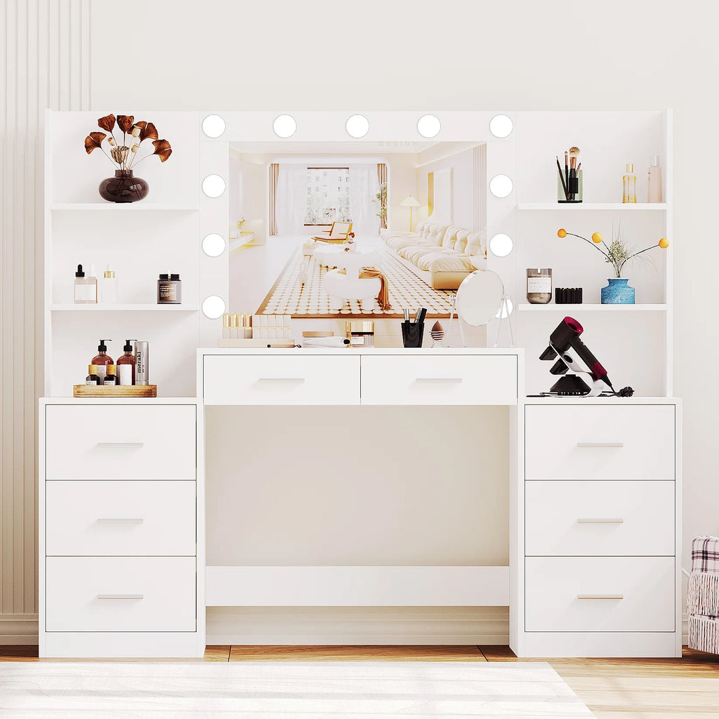 Vanity Desk with Mirror and 8 Drawer W652