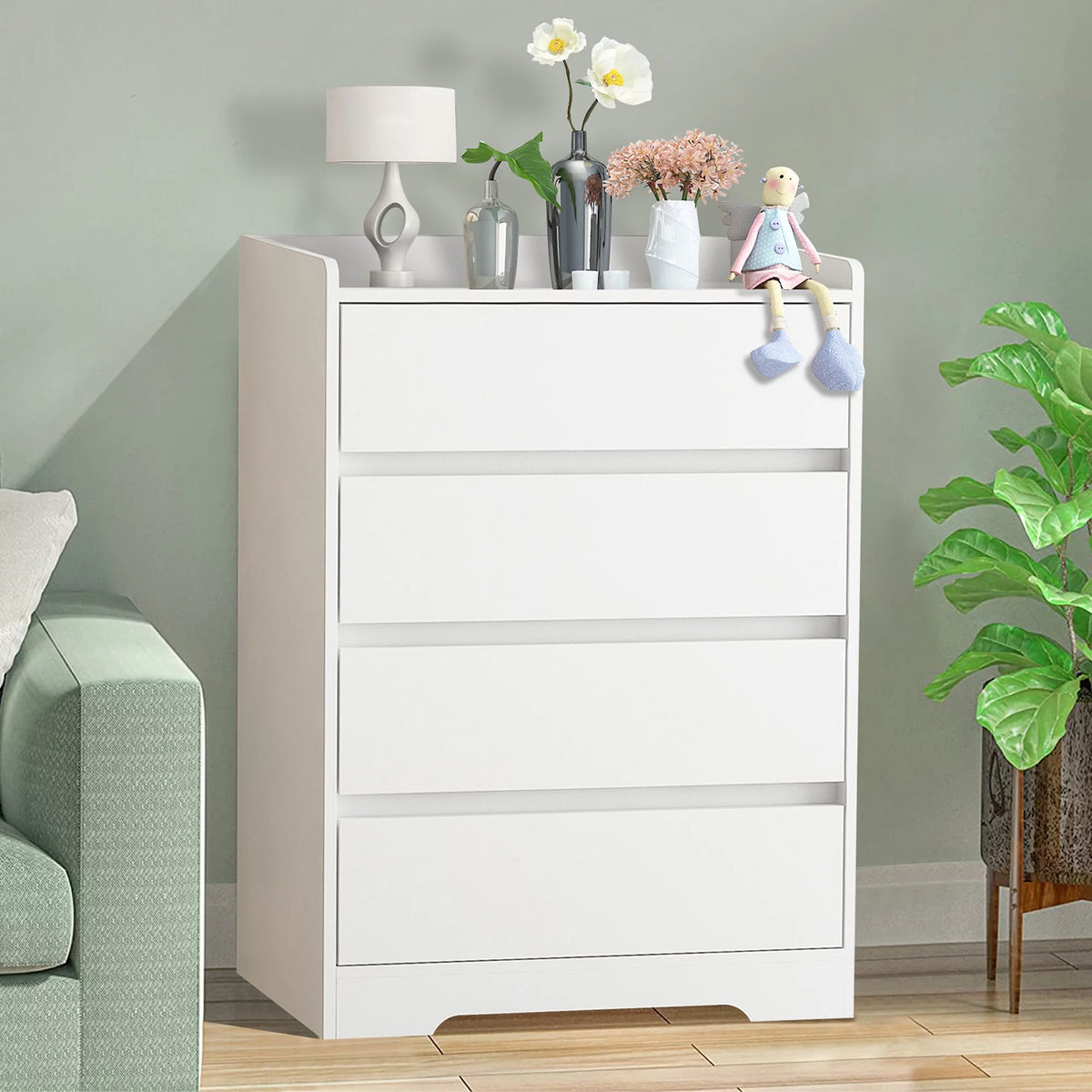 White 4 Drawer Wood Dresser X721205