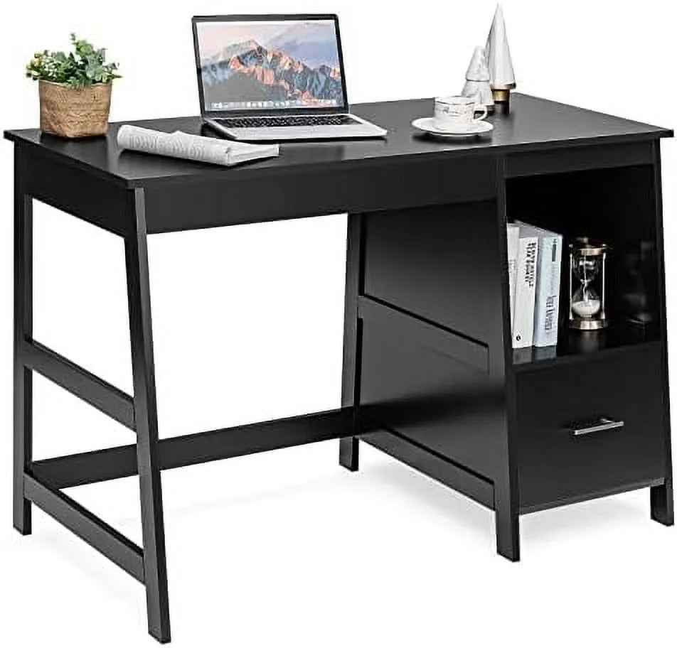 Black Computer Desk with 2 Drawers W411821