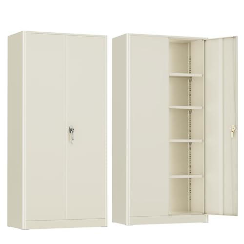72” Black Metal Storage Cabinet with Adjustable Shelves K616487