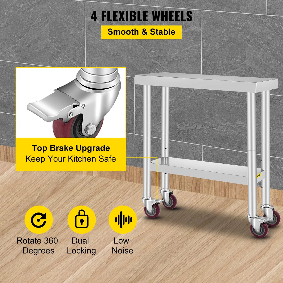 Stainless Steel Work Table with Wheels Y743009