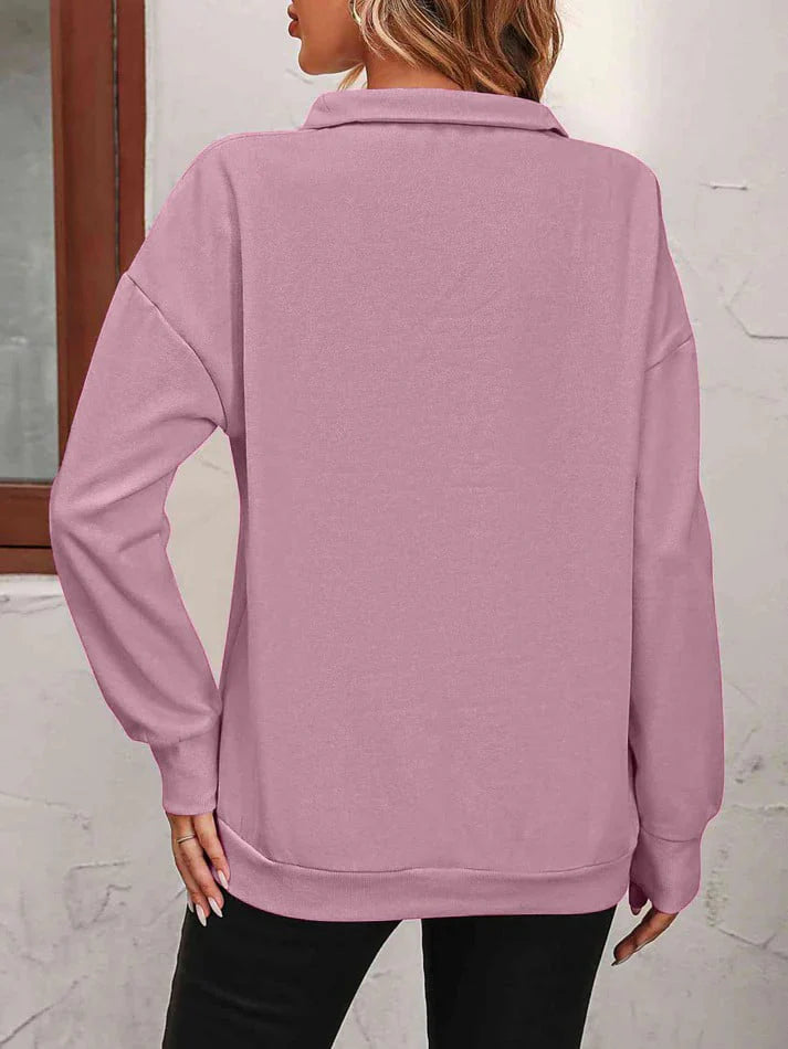 Womens Zip-Up Dropped Shoulder Sweatshirt G3765