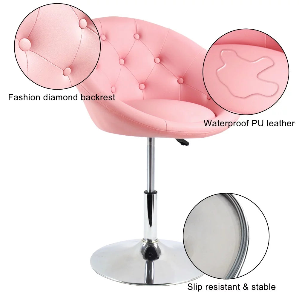 Pink PU Leather Tufted Adjustable Swivel Accent Chair S141