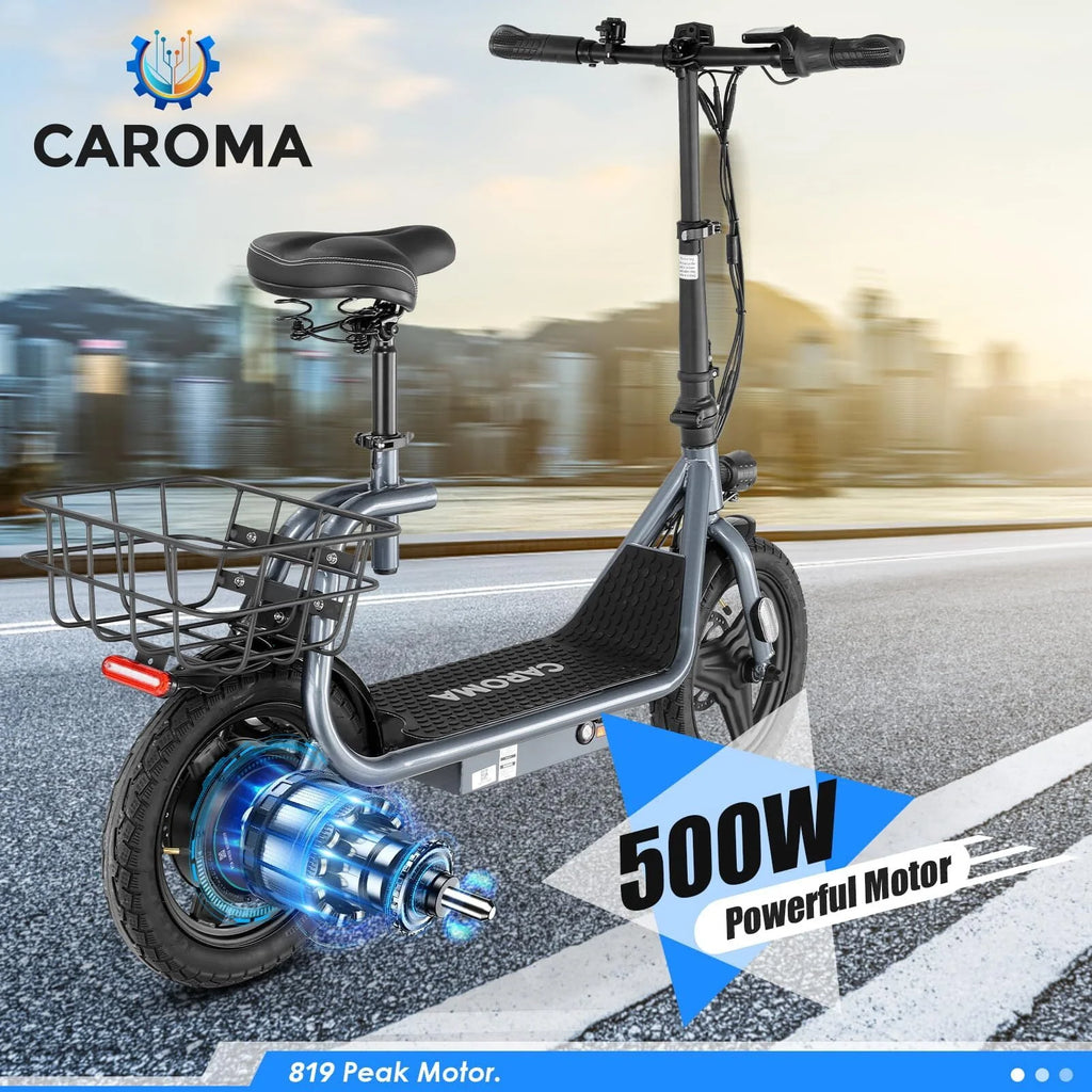 500W Electric Scooter with Seat, 14 inch, Silver C6072