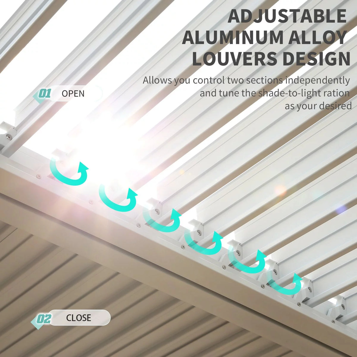 10'10' Outdoor Louvered Pergola with Adjustable Aluminum Roof W598