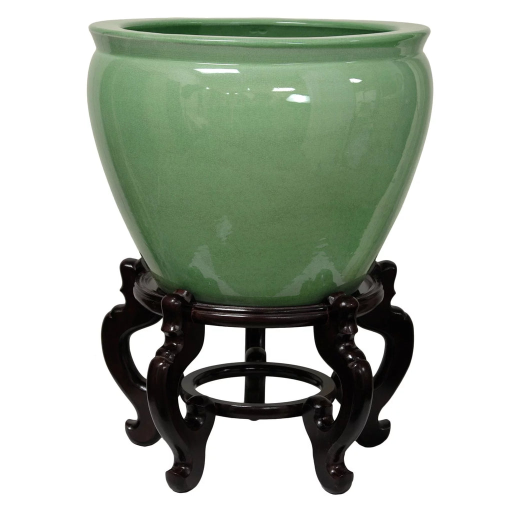12" Celadon Porcelain Fishbowl V5689
