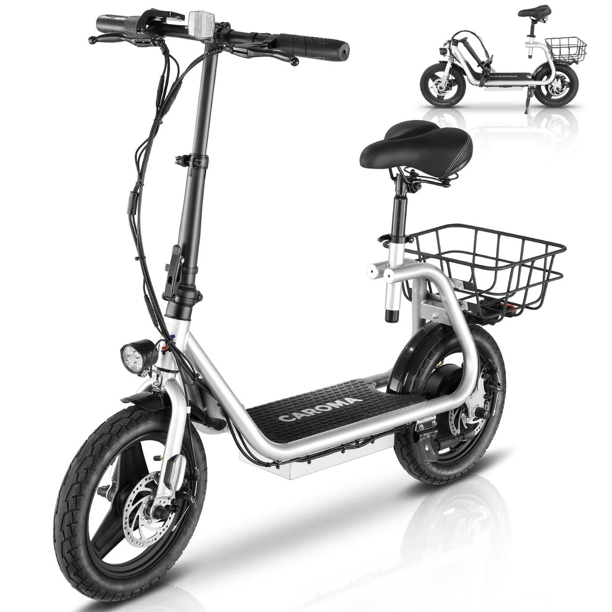 500W Electric Scooter with Seat, 14 inch, Silver C6072