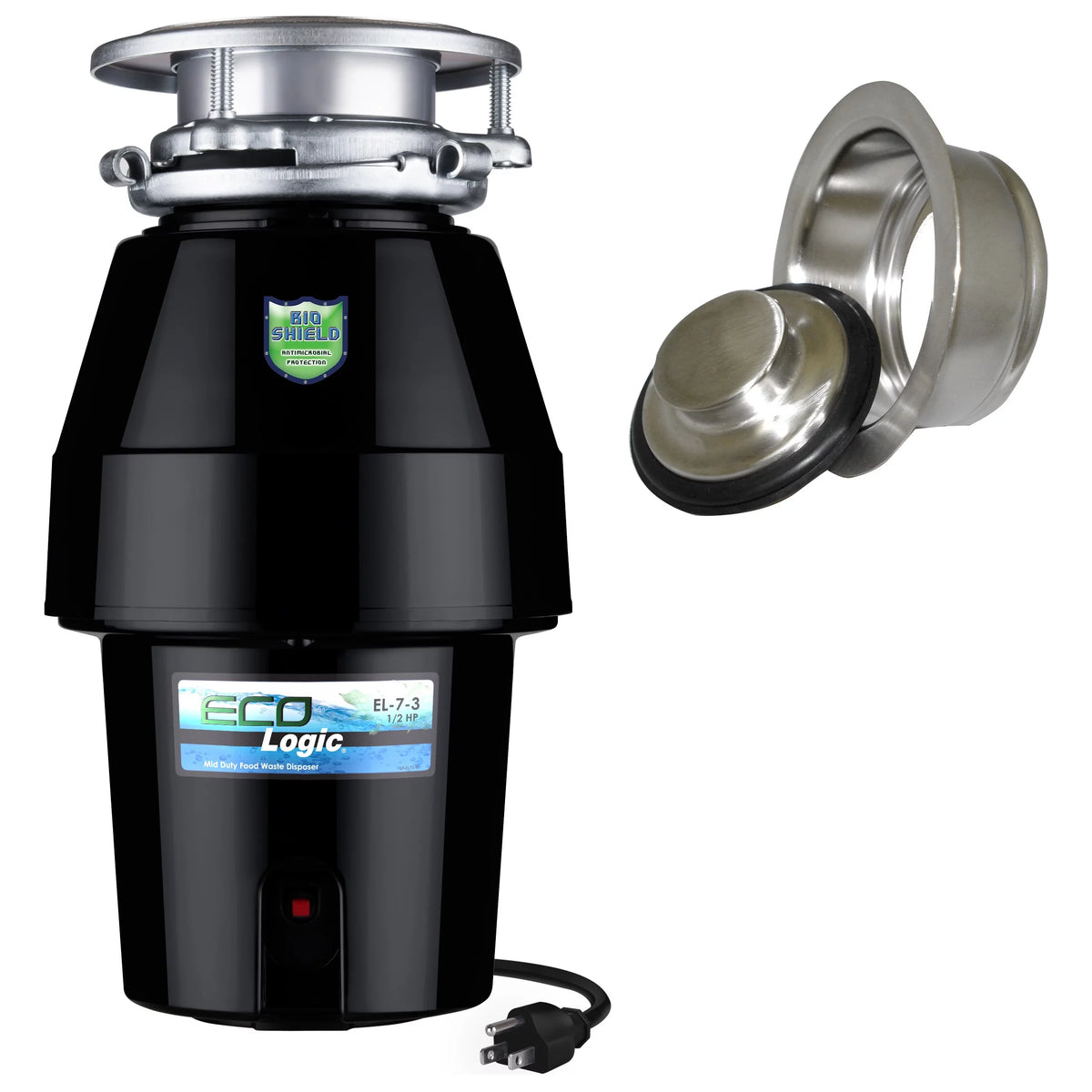 1/2 HP Garbage Disposal with Brushed Nickel Sink Flange W322824