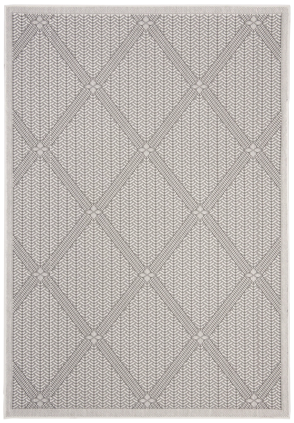 Cream Grey Geometric Area Rug 4' x 6' J69134