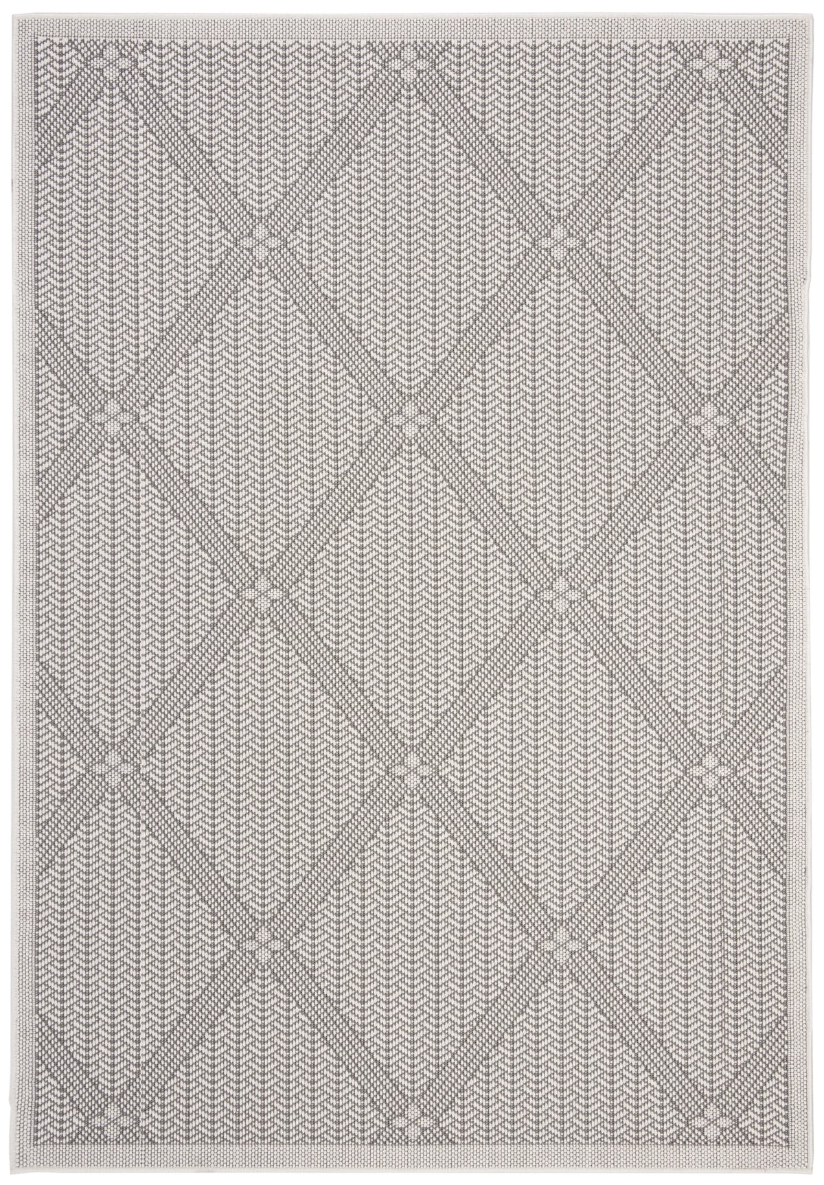 Cream Grey Geometric Area Rug 4' x 6' J69134