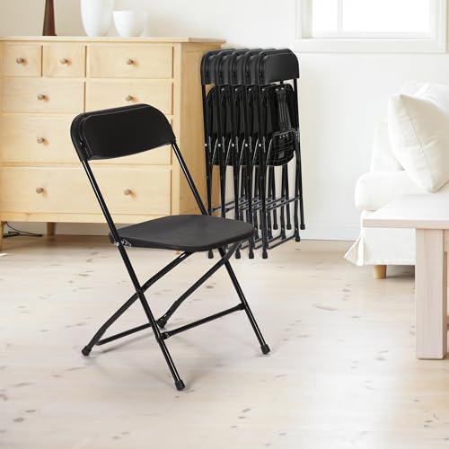 Black 10 Pack Plastic Folding Chair 350 LB Weight Capacity P619766
