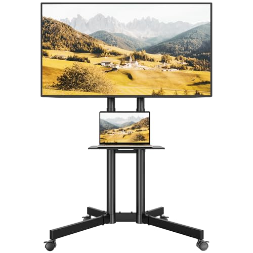 Black Mobile TV Stand for 32 to 85 inch Screens up to 121 lbs F475763