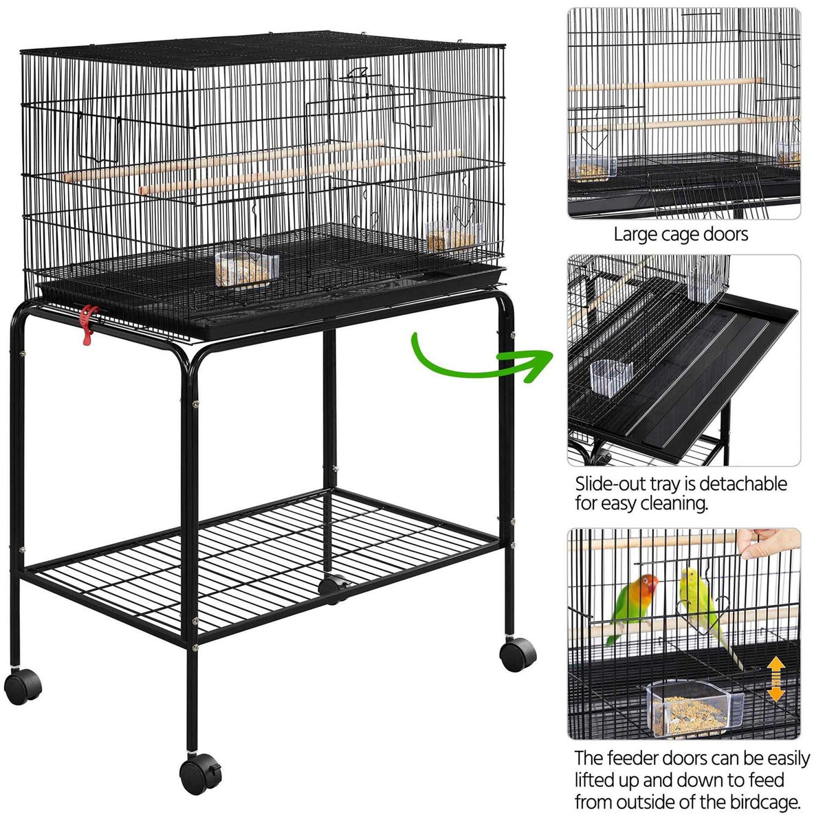 47 Bird Cage with Slide-Out Tray and Rolling Stand Q9565