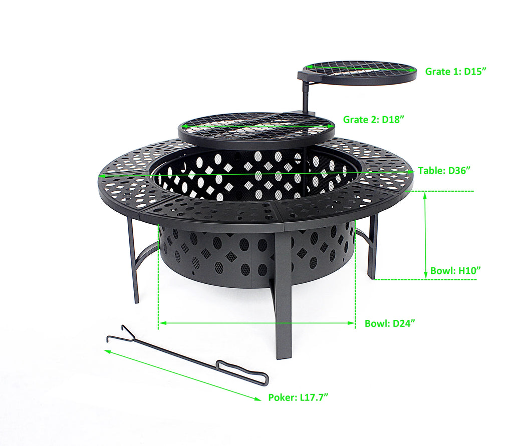 36 inch Round Wood Burning Metal Fire Pit D609603
