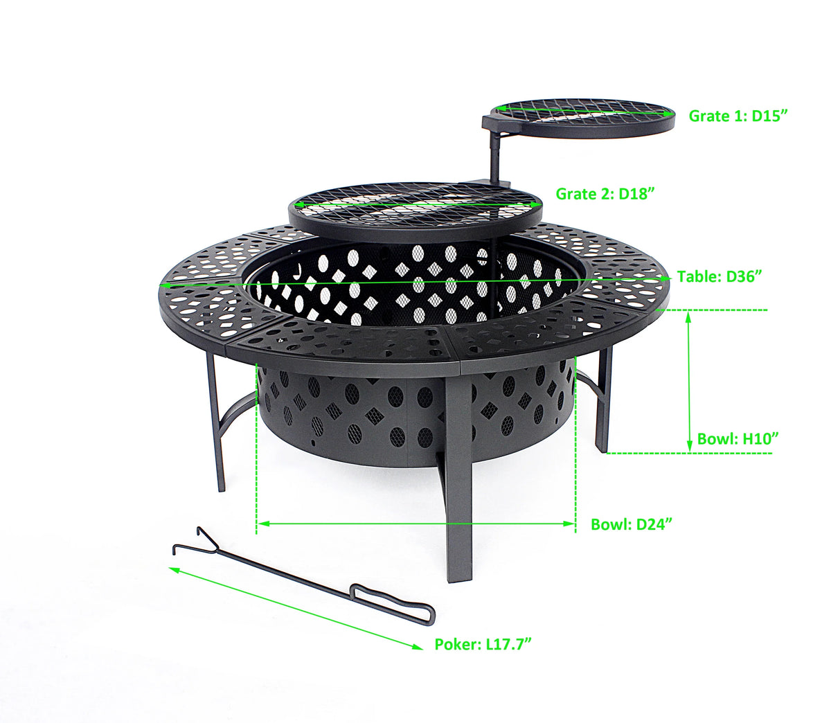 36 inch Round Wood Burning Metal Fire Pit D609603