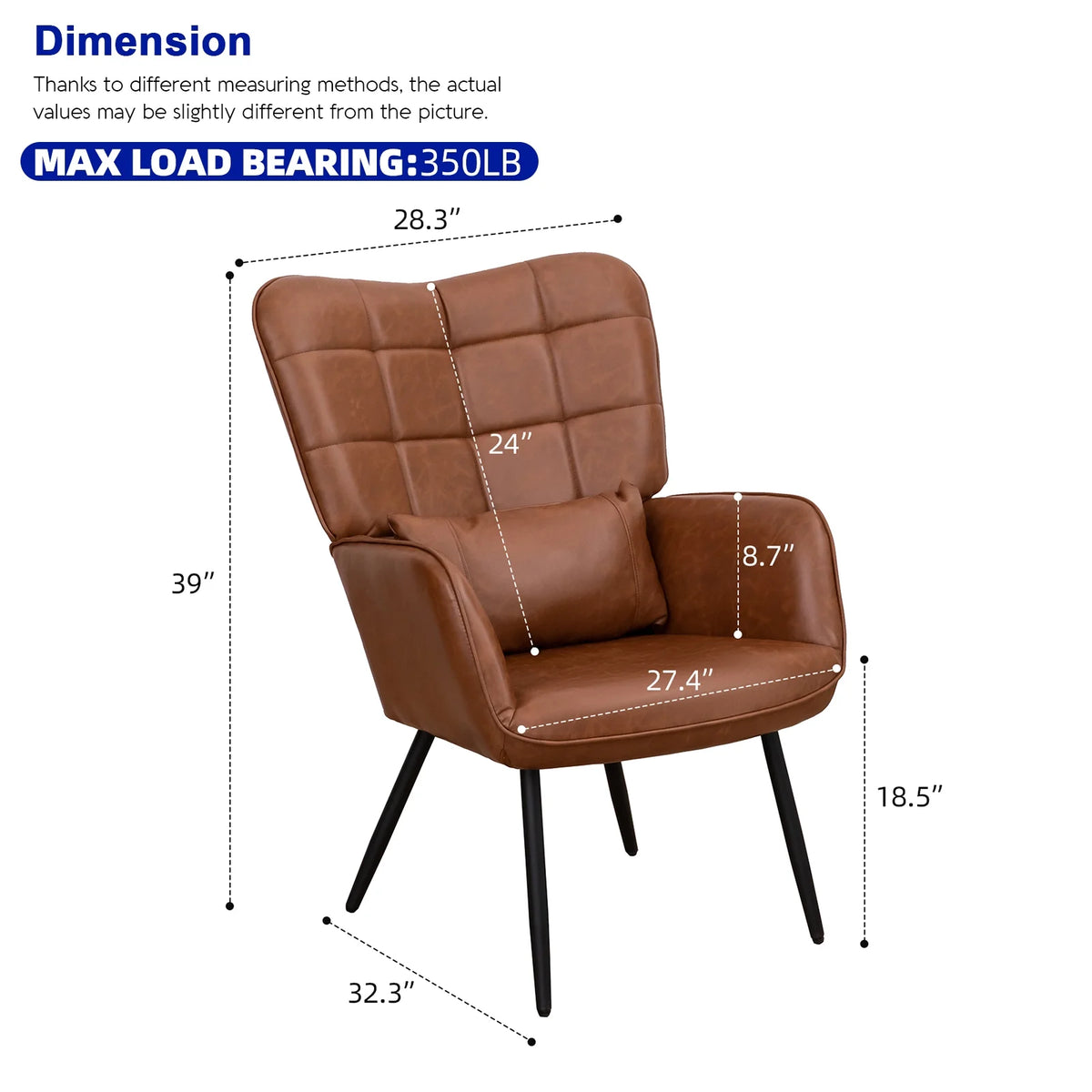 Bonded Leather Armchair with Metal Legs W2015
